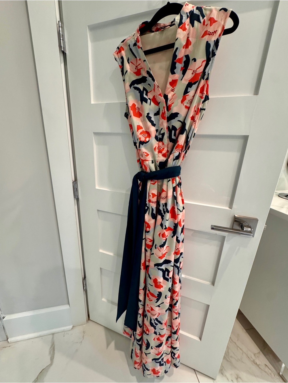 Abbey Glass Coral & Navy Floral Maxi Dress